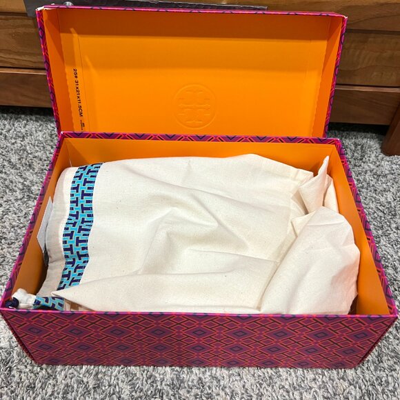 Tory Burch Joey Platform Boat Shoes Nubuck Blue Leather NEW in Box Women's 9.5 - Picture 5 of 14